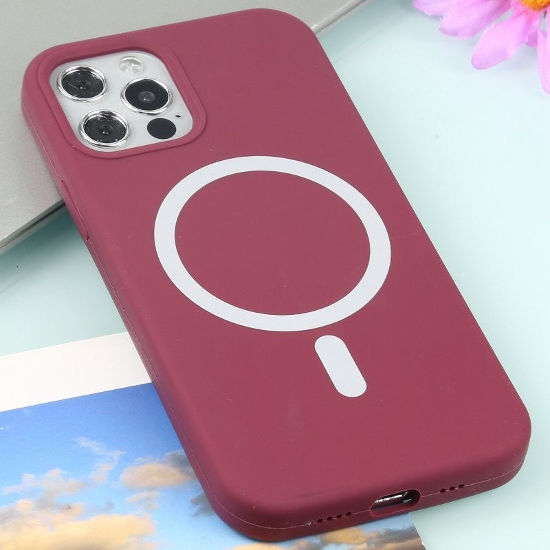 Husa MagSafe liquid large hole magnetic shell pentru Apple iPhone 13 Pro, Full Cover, Liquid Silicone, Magnetica, Incarcare Wireless, Flippy, Mov - vivimall.ro