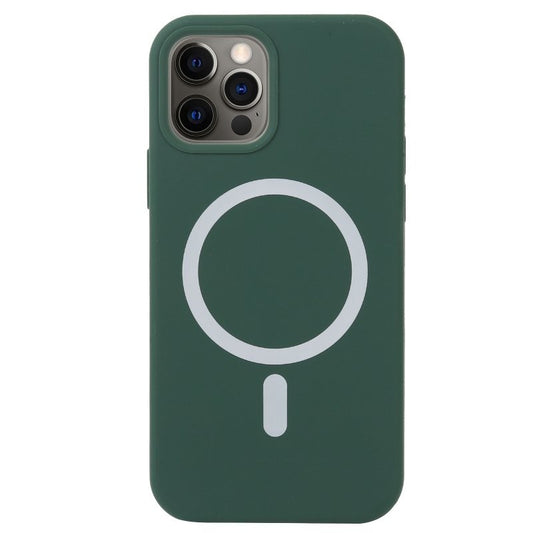 Husa MagSafe liquid large hole magnetic shell pentru Apple iPhone 13 Pro, Full Cover, Liquid Silicone, Magnetica, Incarcare Wireless, Vivimall, Verde - vivimall.ro