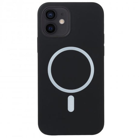 Husa MagSafe liquid large hole magnetic shell pentru Apple iPhone 14, Full Cover, Liquid Silicone, Magnetica, Incarcare Wireless, Flippy, Negru - vivimall.ro