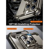 Detaliu magnet încorporat husă MagSafe metalică iPhone 15 Pro, gri metalizat