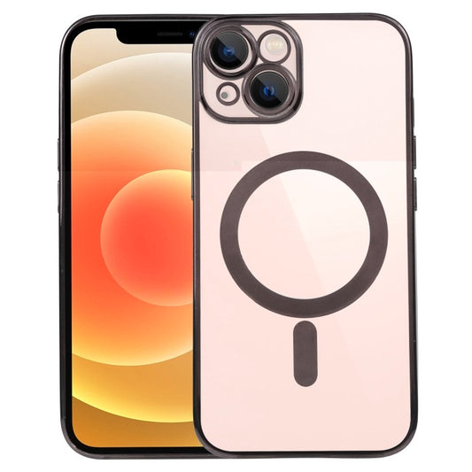 Husa MagSafe pentru Apple iPhone 11, Full Cover, Protectie camera, Margini colorate Electroplating, Magnetica, Incarcare Wireless, Vivimall, Negru - vivimall.ro
