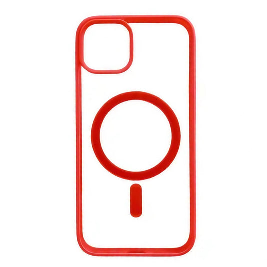Husa MagSafe pentru Apple iPhone 12/ 12 Pro, Full Cover, Frosted Acrylic Color Big Hole, Magnetica, Incarcare Wireless, Vivimall, Rosu - vivimall.ro