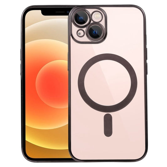 Husa MagSafe pentru Apple iPhone 14 Pro Max, Protectie camera, Full TPU, Margini colorate Electroplating, Magnetica, Incarcare Wireless, Vivimall, Negru - vivimall.ro