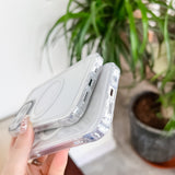 Husa MagSafe Silicone pentru iPhone 12 Pro, Flippy, Transparenta, Magnetica, Extra Protectie Camera Roz - vivimall.ro