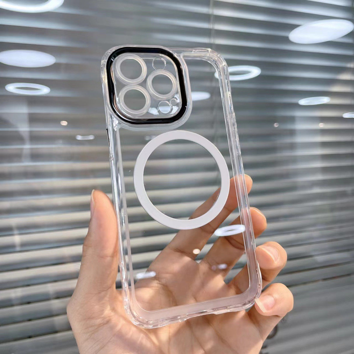 Husa MagSafe Silicone pentru iPhone 13 Pro Max, Flippy, Transparenta, Magnetica, Extra Protectie Camera Negru - vivimall.ro