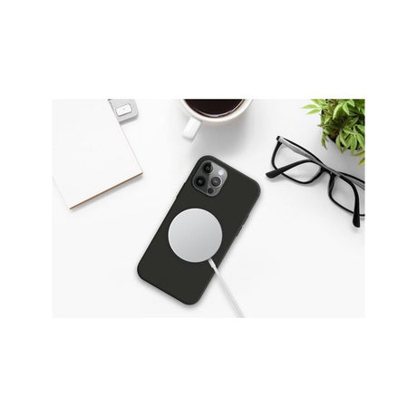 Husa protectie Flippy pentru iPhone 14 Pro Max Mag Safe, 2 in 1 incarcare si magnet, Soft silicone, Negru - vivimall.ro