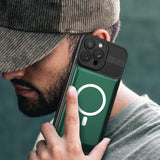 Husa pentru Apple iPhone 12 Pro MagSafe, Urban Armor, Flippy, Verde inchis, suport magnetic - vivimall.ro