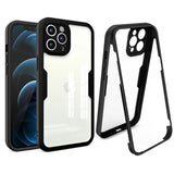 Husa Max Defence pentru iPhone 13 Pro, Bumper Negru, Fata Dubla Transparenta, Protectie Antisoc Full 360 ( fata, spate, margini ), Flippy - vivimall.ro