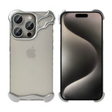 Husa Metalica Compatibila cu iPhone 15 Pro Max, Protectie pentru Colturile Telefonului si Camera, Lentile pentru Obiective, Aliaj, Antisoc, Antizgariere, Argintiu - vivimall.ro