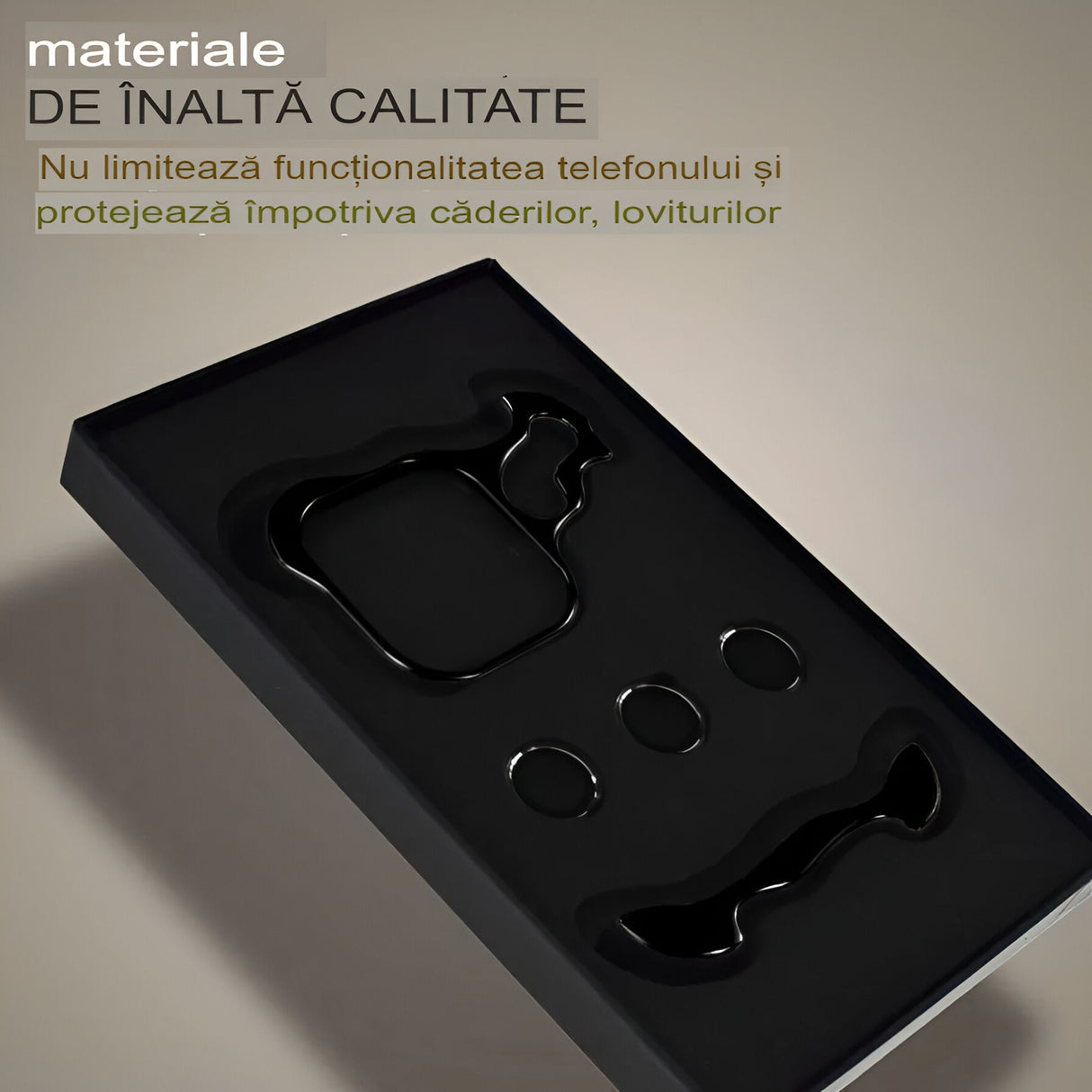 Set 3 lentile sticlă neagră pentru camera iPhone 15 Pro Max, vedere detaliată