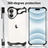 Husa Metalica Compatibila cu iPhone 16, Flippy, Protectie pentru Colturile Telefonului si Camera, Aliaj, Antisoc, Antizgariere, Negru - vivimall.ro