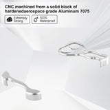 Set complet husă metalică iPhone 16 argintiu, cele 3 piese afișate separat pe fundal alb
