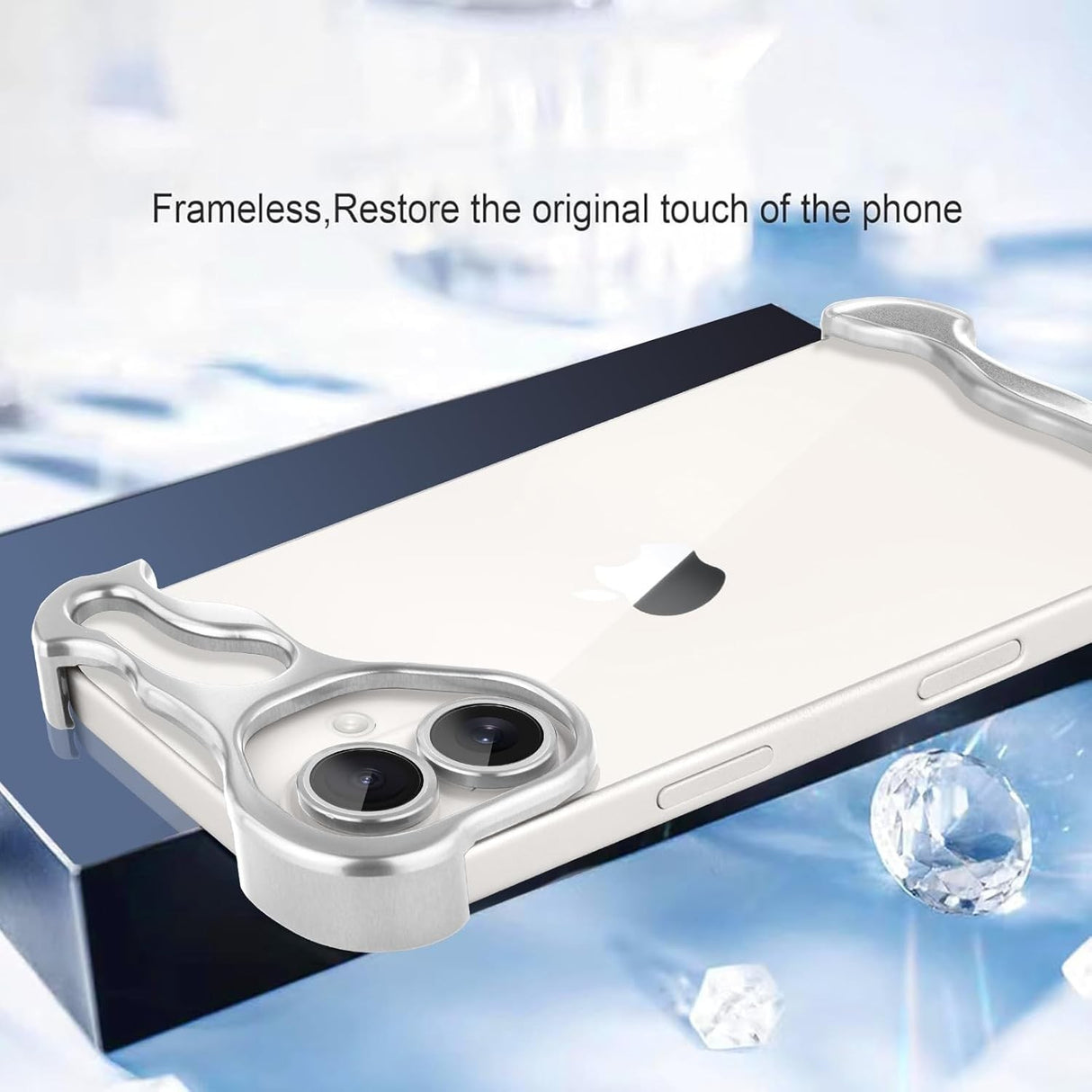 Husa Metalica Compatibila cu iPhone 16 Plus, Vivimall, Protectie pentru Colturile Telefonului si Camera, Aliaj, Antisoc, Antizgariere, Argintiu - vivimall.ro