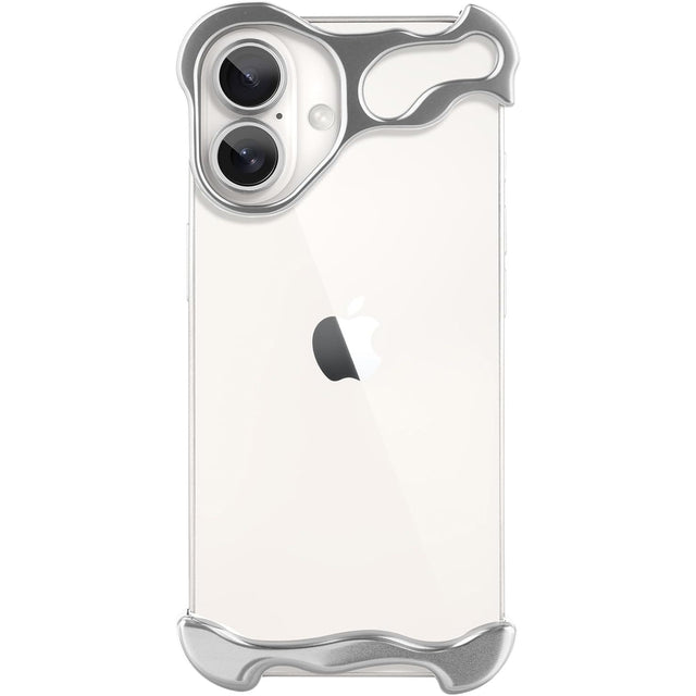 Husa Metalica Compatibila cu iPhone 16 Plus, Vivimall, Protectie pentru Colturile Telefonului si Camera, Aliaj, Antisoc, Antizgariere, Argintiu - vivimall.ro
