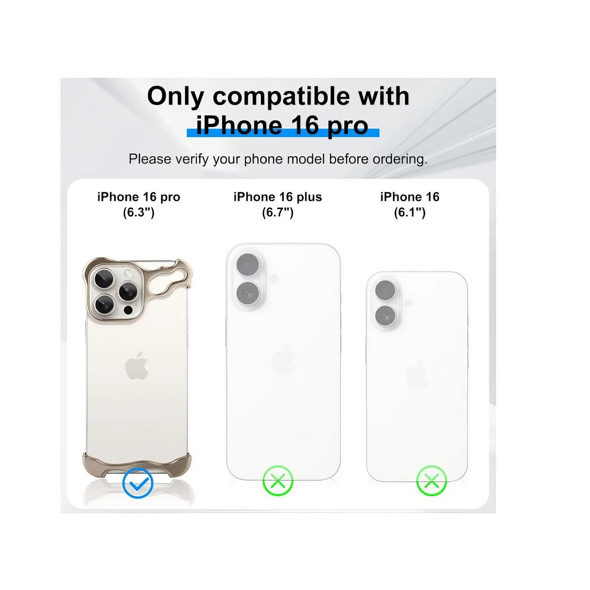 Husă metalică iPhone 16 Pro montată pe dispozitiv, vedere laterală, nuanță aurie