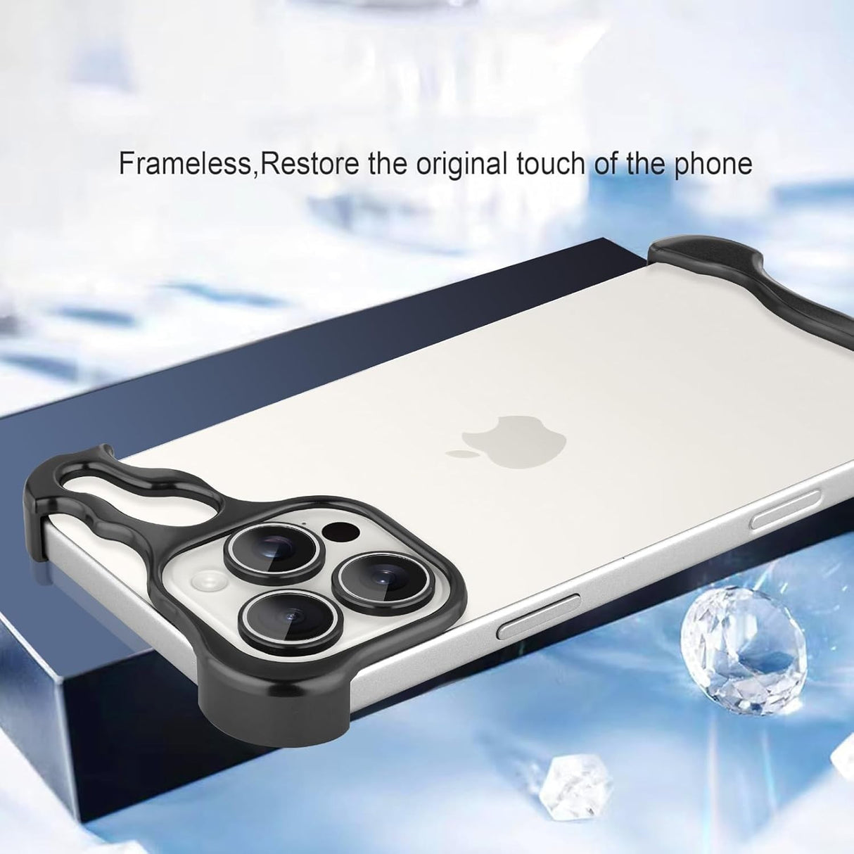 Husa Metalica Compatibila cu iPhone 16 Pro Max, Vivimall, Protectie pentru Colturile Telefonului si Camera, Aliaj, Antisoc, Antizgariere, Negru - vivimall.ro
