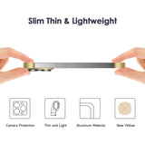 Detaliu textură aliaj aluminiu auriu husă edgeless iPhone 16, finisaj antizgariere