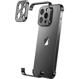 Husa Metalica Edgeless Compatibila cu iPhone 16, Vivimall, Protectie pentru Colturi si Camera, Aliaj Aluminiu, Antisoc, Antizgariere, Negru - vivimall.ro