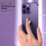 Capac metalic cameră iPhone 16 Pro, aliaj aluminiu mov, detaliu protecție obiectiv