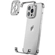 Husă metalică edgeless iPhone 16 Pro, aliaj aluminiu Argintiu Titan, vedere frontală completă