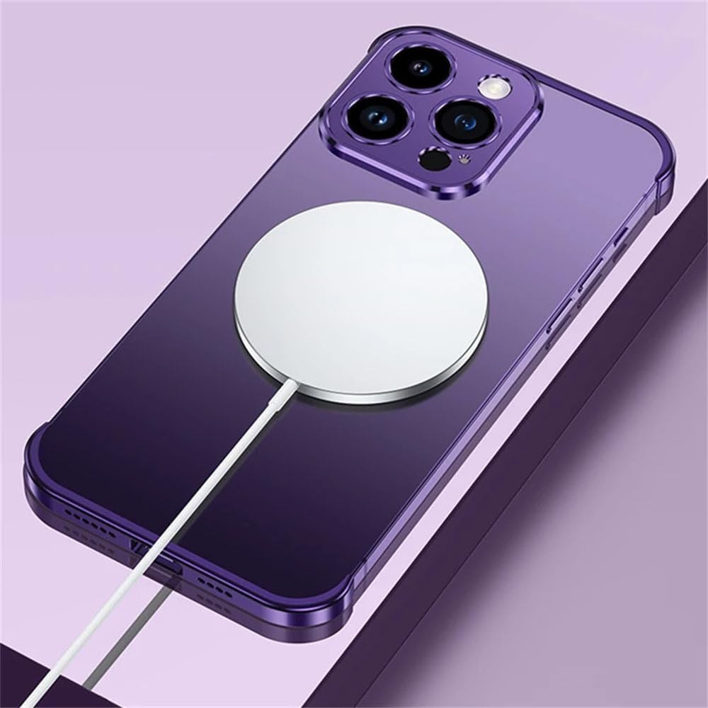 Capac colț superior aliaj aluminiu mov pentru iPhone 16 Pro Max, detaliu montaj
