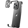 Husă metalică edgeless iPhone 16 Pro Max din aliaj aluminiu, set 3 piese negru, vedere frontală