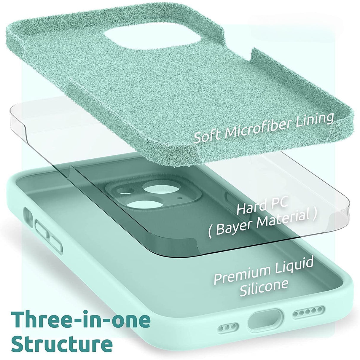 Husa pentru Apple iPhone 14 Plus Flippy, Liquid Silicone, cu Microfibra pe interior, Protectie Antisoc, Light Cyan - vivimall.ro