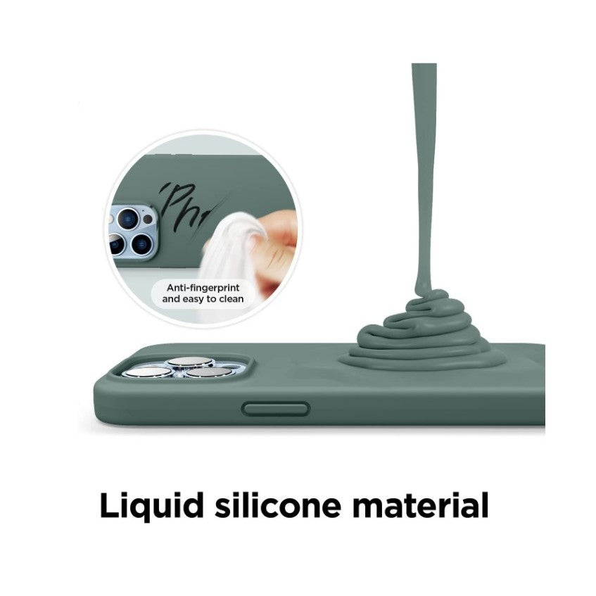 Husa pentru Apple iPhone 14 Pro Flippy, Liquid Silicone, cu Microfibra pe interior, Protectie Antisoc, Dark Green, Verde inchis - vivimall.ro