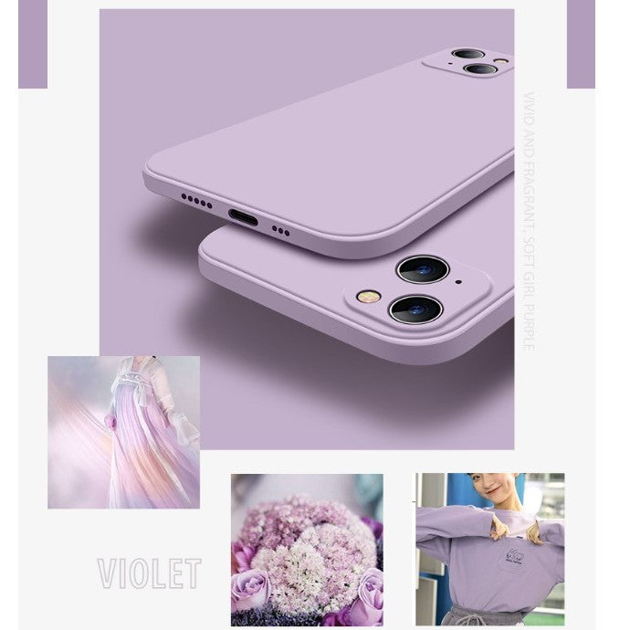 Husa pentru Apple iPhone 14 Pro Flippy, Liquid Silicone, cu Microfibra pe interior, Protectie Antisoc, Grass purple, Mov - vivimall.ro