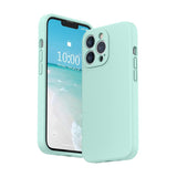 Husa pentru Apple iPhone 14 Pro Flippy, Liquid Silicone, cu Microfibra pe interior, Protectie Antisoc, Light Cyan - vivimall.ro