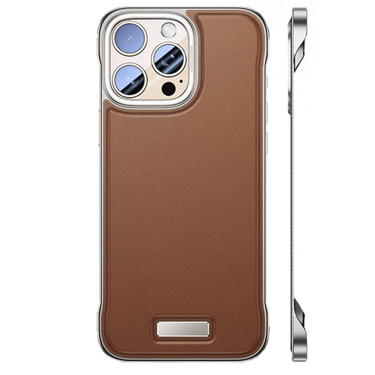 Husa pentru iPhone 15, husa de protectie pentru telefon, Vivimall, Design Modern fara margini, din Piele PU, Subtire, Maro - vivimall.ro