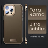 Husa pentru iPhone 16 Pro, husa de protectie pentru telefon, Vivimall, Design Modern fara margini, din Piele PU, Subtire, Desert Gold - vivimall.ro