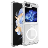 Husă transparentă Samsung Galaxy Z Flip6 cu MagSafe, vedere frontală, material TPU Acrilic