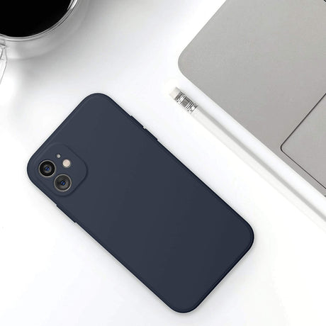 Husa protectie compatibila cu Apple iPhone 11 Liquid Silicone Case Albastru Inchis - vivimall.ro
