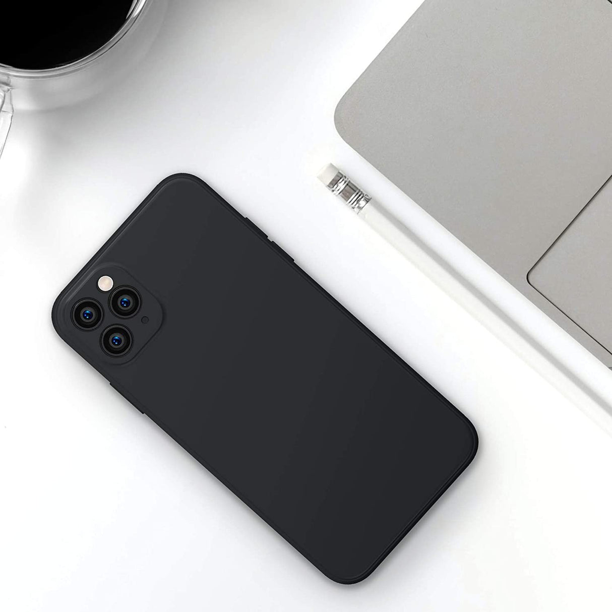 Husa protectie compatibila cu Apple iPhone 11 Pro Max Liquid Silicone Case Negru - vivimall.ro