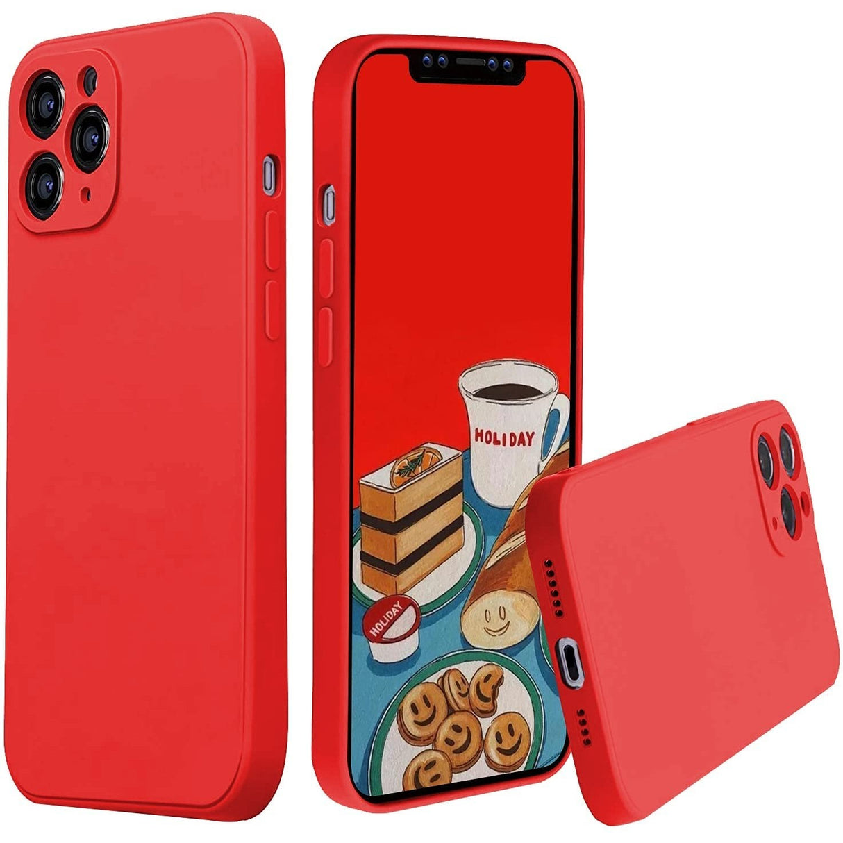 Husa protectie compatibila cu Apple iPhone 11 Pro Max Liquid Silicone Case Rosu - vivimall.ro