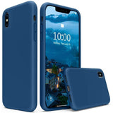 Husa protectie compatibila cu Apple iPhone XS Liquid Silicone Case Albastru inchis - vivimall.ro