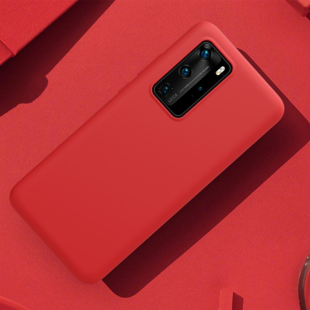 Husa protectie compatibila cu Huawei P40 Pro Liquid Silicone Case Rosu - vivimall.ro