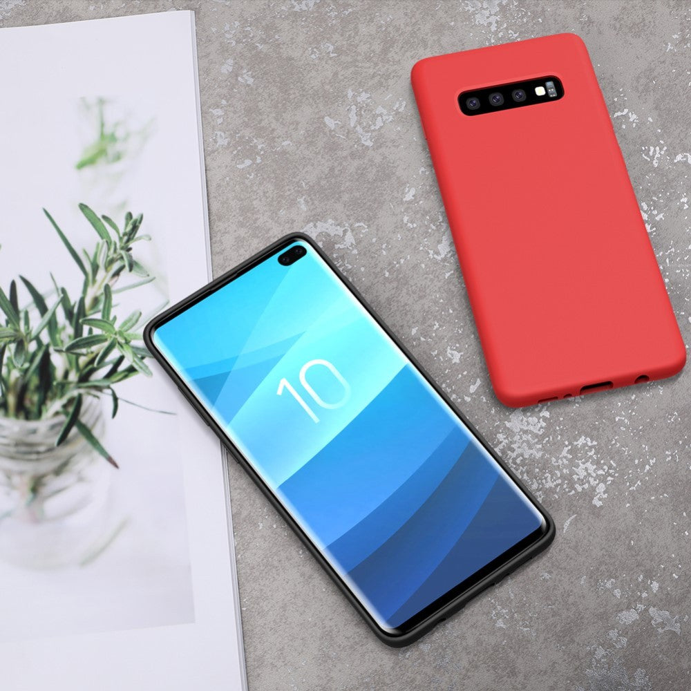 Husa protectie compatibila cu Samsung S10 Liquid Silicone Case Rosu - vivimall.ro