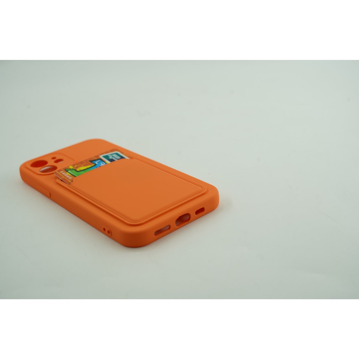 Husa protectie cu suport card compatibila cu Samsung A12 Portocaliu - vivimall.ro