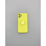 Husa protectie Flippy compatibila cu Apple iPhone 12 Liquid Silicone Ring cu suport rotativ Galben - vivimall.ro