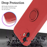 Husa protectie Flippy compatibila cu Apple iPhone 12 Liquid Silicone Ring cu suport rotativ Rosu - vivimall.ro