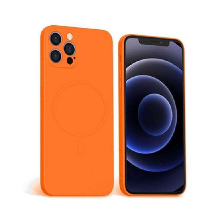 Husa protectie Flippy compatibila cu Apple iPhone 12 Mag Safe Silicone Portocaliu - vivimall.ro