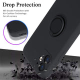 Husa protectie Flippy compatibila cu Apple iPhone 12 Mini Liquid Silicone Ring cu suport rotativ Negru - vivimall.ro