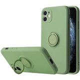 Husa protectie Flippy compatibila cu Apple iPhone 12 Mini Liquid Silicone Ring cu suport rotativ Verde - vivimall.ro