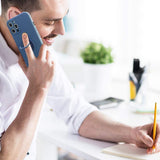 Husa protectie Flippy compatibila cu Apple iPhone 12 Pro Liquid Silicone Ring cu suport rotativ Albastru - vivimall.ro