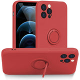 Husa protectie Flippy compatibila cu Apple iPhone 12 Pro Liquid Silicone Ring cu suport rotativ Rosu - vivimall.ro