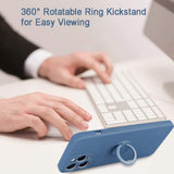 Husa protectie Flippy compatibila cu Apple iPhone 12 Pro Max Liquid Silicone Ring cu suport rotativ Albastru - vivimall.ro