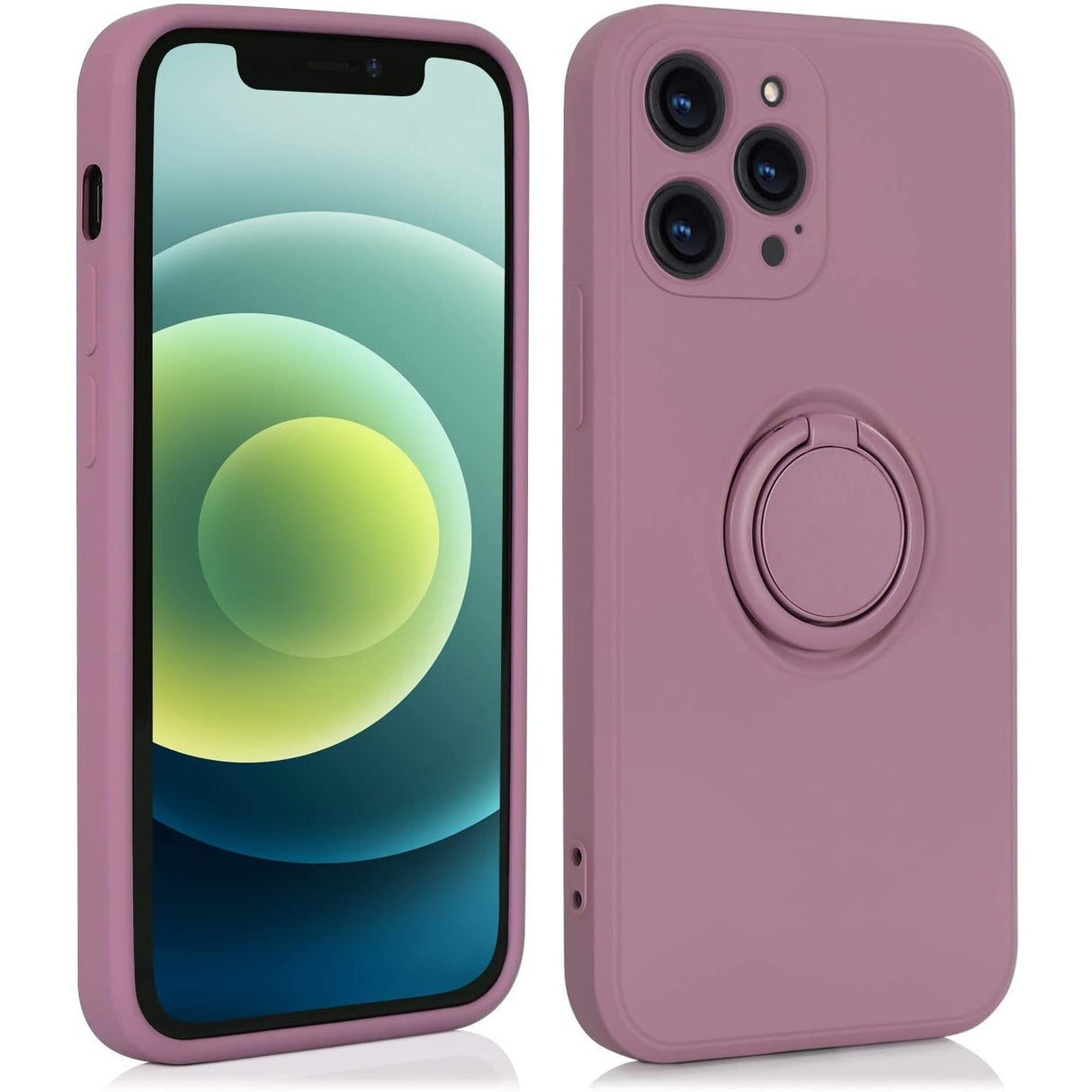 Husa protectie Flippy compatibila cu Apple iPhone 12 Pro Max Liquid Silicone Ring cu suport rotativ Mov - vivimall.ro