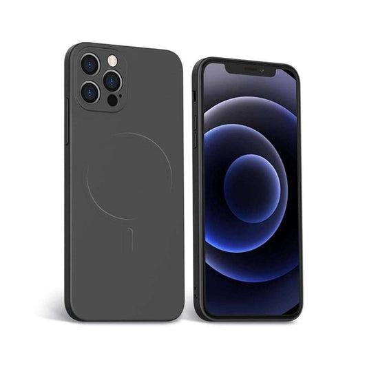 Husa protectie Vivimall compatibila cu Apple iPhone 12 Pro Max Mag Safe Silicone Negru - vivimall.ro